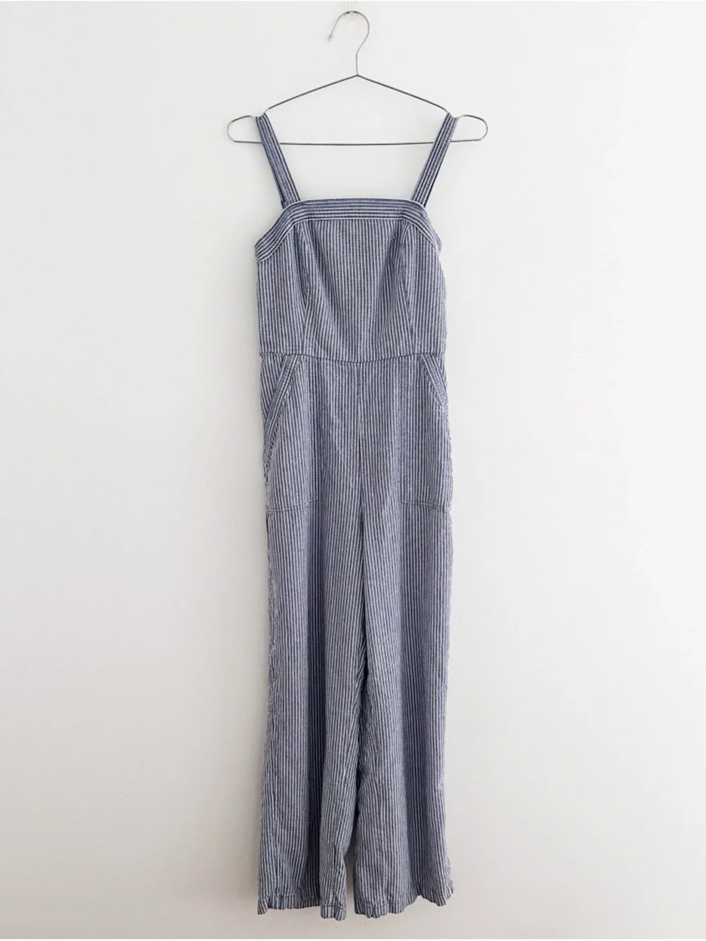 Old Navy Striped Linen Blend Smocked Jumpsuit | Wide Leg | Coastal Boho | S Tall